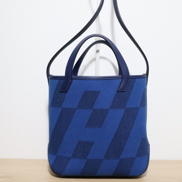 Hermes Limited Edition Color Blue Canvas Cabas H En Biais 27 Tote Bag - Picture 12 of 12